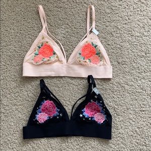 Pink Victoria Secret embroidery bra